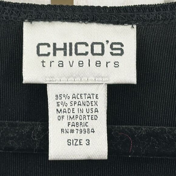 Chico’s Travelers Tunic Top Size 3 XL Size 16 Black Faux Wrap - Picture 11 of 14